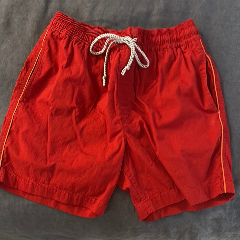Men's Red Swim Shorts with Orange trim by Jack Spade